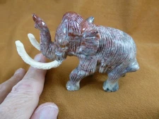 (Y-WOO-402) Gray red tan Woolly Mammoth figurine stone gemstone SOAPSTONE PERU