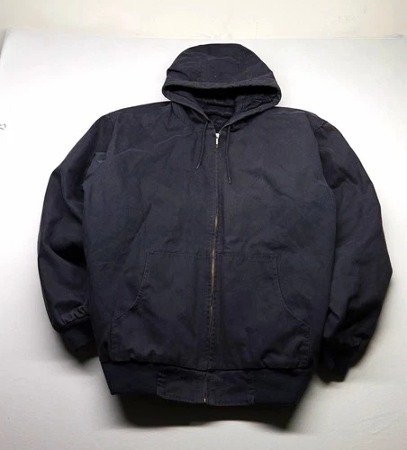 Dunbrooke Hooded Canvas Work Jacket Mens XL Faded Black Quilted Lined Full Zip - product listing photo