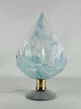 La Murrina Lampada Da Tavolo Vetro Murano Foglia Azzurra Design XX Sec. Firmata