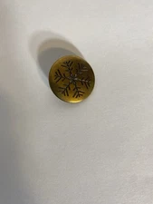 Scarce Old Antique Snowflake Metal Button Christmas Button Brass 1 Inch Unique
