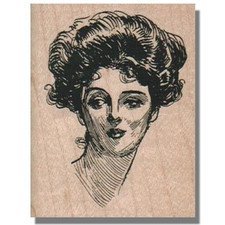 Mounted Rubber Stamp, Pretty Lady, Victorian,Head,Woman,Face,Looking,People,Eyes