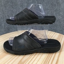 Rockport Darwyn X-Band Sandals Mens 11M Slide Slip On Casual Flats Leather Black