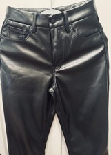 Good American Pants Better Than Leather Good Icon Womens 6/28 Black Faux Leather