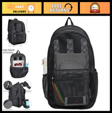 Heavy Duty Mesh Backpack, See-Through College Bookbag, Semi-Transparent Net Bag