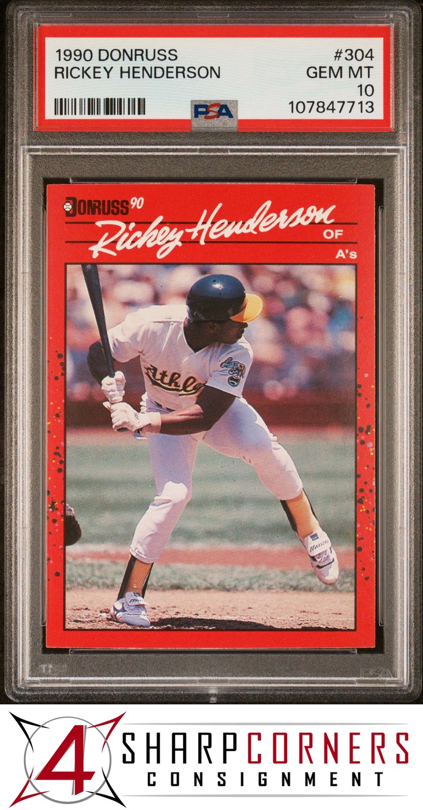 1990 DONRUSS #304 RICKEY HENDERSON ATHLETICS HOF PSA 10