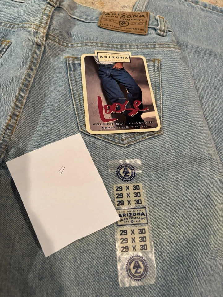 Pantalones de mezclilla Arizona vintage años 90 29x30 nuevos con etiquetas lavado claro pierna recta Foto 2 de 3