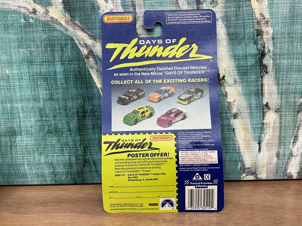 1990 Vintage Matchbox NASCAR Days of Thunder #18 Diecast Car DAMAGED PACKAGE - Image 3 of 3