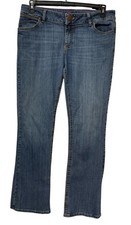 Wrangler Women s Bootcut Jeans Size 11/12 x 32 Medium Wash Pink Stitching