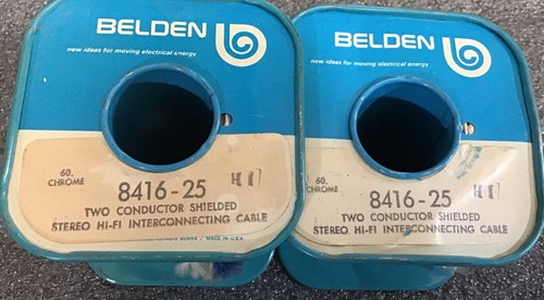 2 Spools Belden 8416-25 2Conductor Shielded Stereo HI-FI Cable Chrome