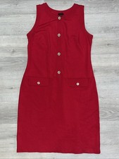 Woman’s Talbots Red Sleeveless Dress Gold Buttons 12 Preppy Nautical