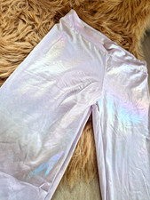Damen Leggings weiß schimmernd glänzend lan...