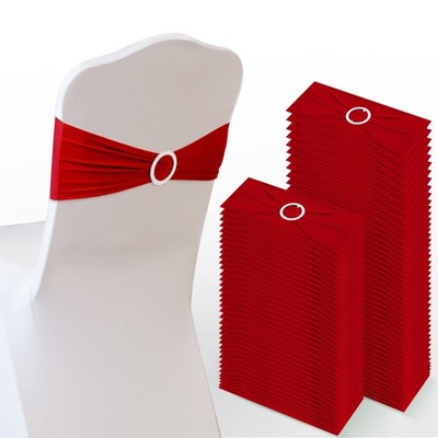 80 Pcs Spandex Chair Sashes, Stretch Ties Bows with Buckle Slider Elastic Bow...