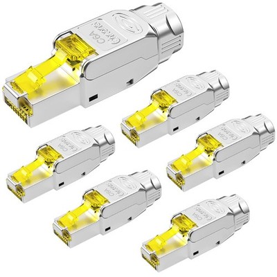 CAT6A RJ45 Connector Tool-Free (EC Listed) Shielded CAT6A Connector Toolless ...