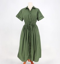 J.CREW $178 Elena Shirt Dress in Cotton Poplin In Olive Green Size 8