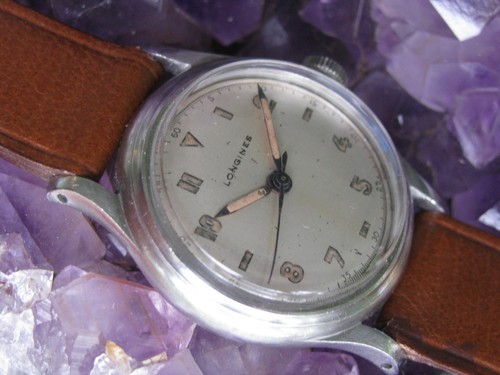 Longines Vintage Stainless Steel 17j Manual Wind Military Style Wrist Watch - Picture 4 of 10