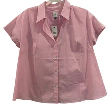 NEW CAbi Pip Top Candy Stripe XS 5789 Pink White Enamel Button Swing Cap SLV NWT