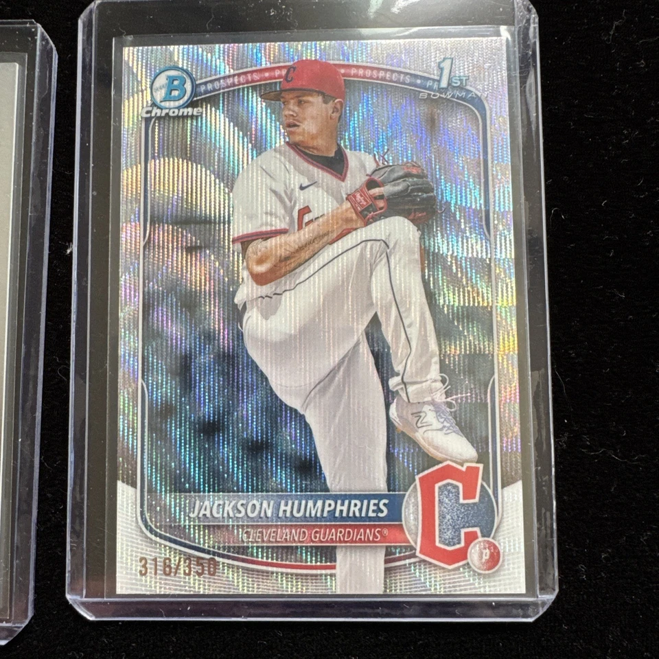 Cleveland Guardians Bowman 1st Auto Wilkinson, Mooney, Humphries Wave Ref/350 Foto 4 de 4