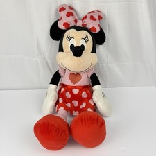 Disney Minnie Mouse In Pink Hearts with Bow Valentines 18" Plush
