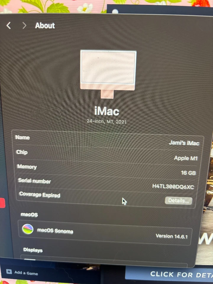 iMac 24 Pink 2021 3.2 GHz M1 8-Core CPU 7-Core GPU 16GB RAM 512GB SSD Excellent - Image 2 of 4