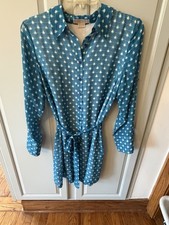Michael Kors Teal Dress Size XL Knee Length Roll Tab Sleeve Belted Lined