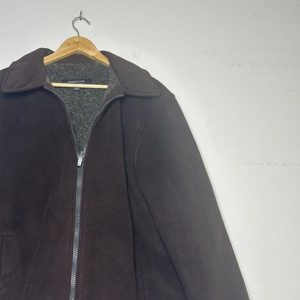 Claiborne Outerwear Imitación Gamuza Sherpa Vellón Forrado Abrigo Chaqueta Hombres L Marrón Gorp Foto 3 de 4