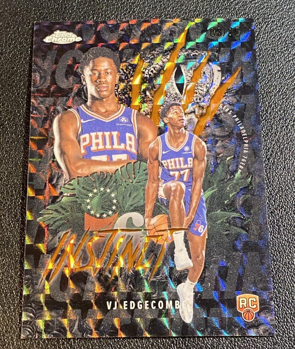 2025-26 Topps Chrome VJ Edgecombe RC Rookie Instinct Orange Geometric /25