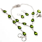 Faceted Peridot Gemstone Handmade 925 Sterling Silver Unique Gift Jewelry Set C3