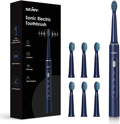 Sonic Electric Toothbrush USB Rechargeable Power Toothbrushes with 7 Brush Heads