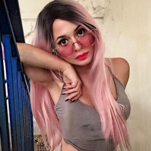 US-PINK-OMBRE-black-Long-Straight-Synthetic-Hair-Women-Heat-Resistant-Full-Wigs