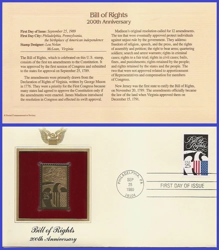 USA7 #2421 U/A GOLDEN REPLICA FDC   Constitution Bicentennial