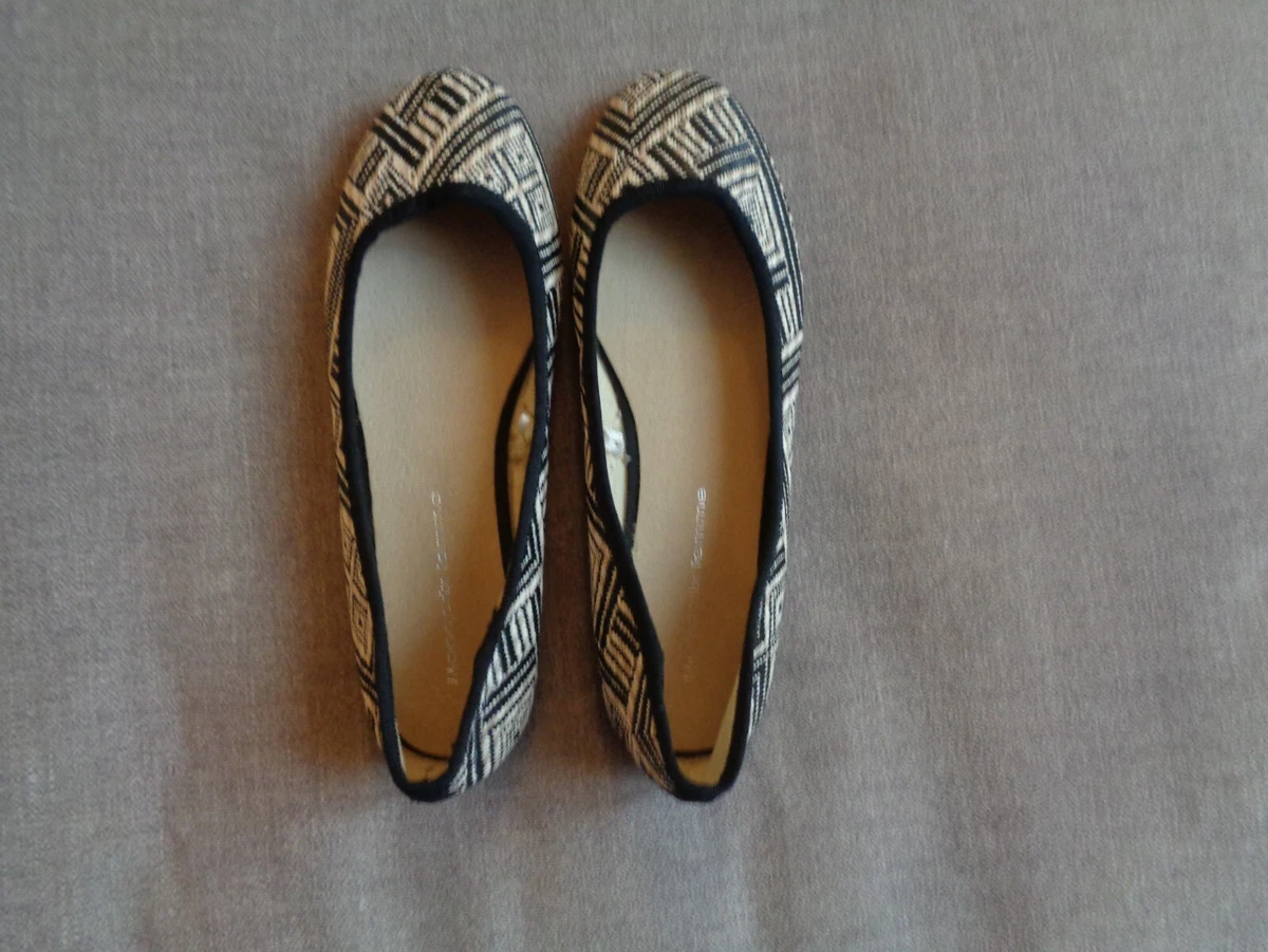 Ballerines Monoprix motif ethnique paille tress e noire et cru taille 36 Neuves