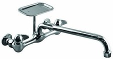 12-Inch Kitchen Two-Handle Polished Chrome Wall-Mount w/ Soap Dish