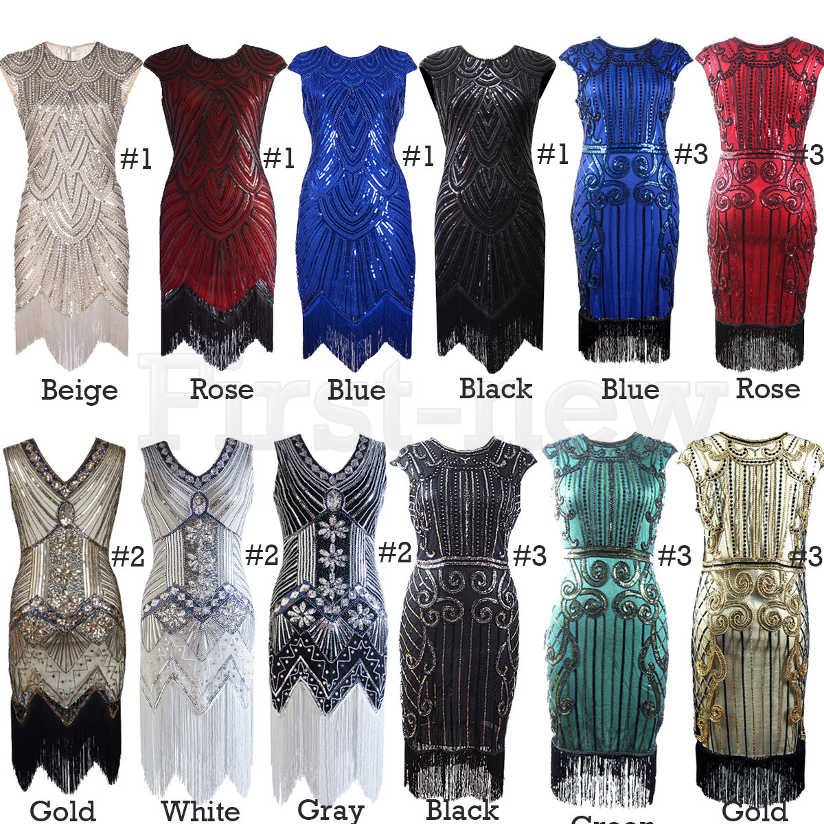 1920s Flapper Dress Great Gatsby Roaing 20s Sequin Beades Fringe Vintage  Dresses