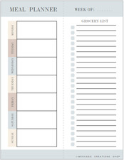 Weekly Meal Planner- Magnetic Menu Planner with 52 Tear-Off Sheets Blue 