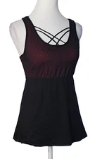 Ruby Ribbon Mesh Racerback Active Tank Top Pullover Atomic Red & Black XS