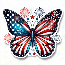 Butterfly Sticker Decal American Flag Patriotic 4th of July Decal