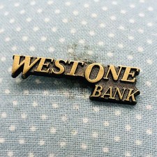 Vtg West One Bank Advertising Bronze Lapel Pin Tie Tack