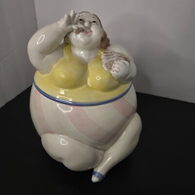 RARE Fitz & Floyd Omnibus Large Fat Lady Cookie Jar VTG OCI Japan