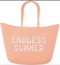 Mud Pie Silicone Rubber Bag Tote Purse Pool Beach Travel Coral Peach Summer Fun