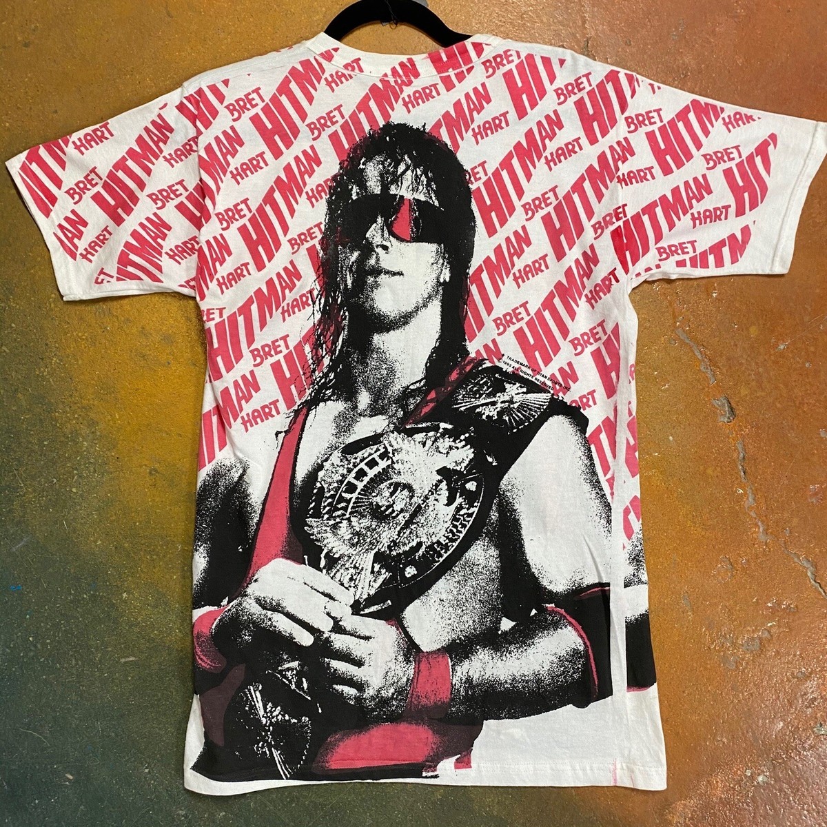 Vintage 1993 WWF Wrestling Bret Hart The Hitman All Over Print T-shirt |  eBay