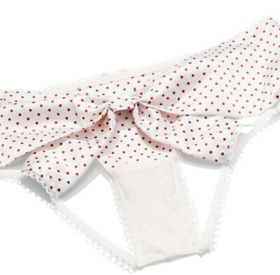 VICTORIA'S SECRET VERY SEXY Bow Back Cheeky Panty VS White Red Polka Dot S SMALL