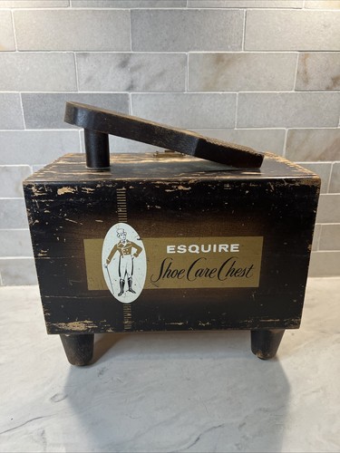 Vintage Wooden Esquire Shoe Care Chest