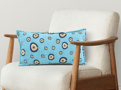 Evil Eye Decorative Pillow Cover 10x20 Blue Good Luck Cushion Cover