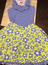 Three Friends Outfit Sleeveless Top And Shirt Girls Size 8 Flowers Blue/ Lime