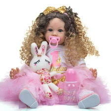 24 Inch Large Reborn Baby Dolls Cute Soft Body Baby Adorable Smiling Toddler Toy