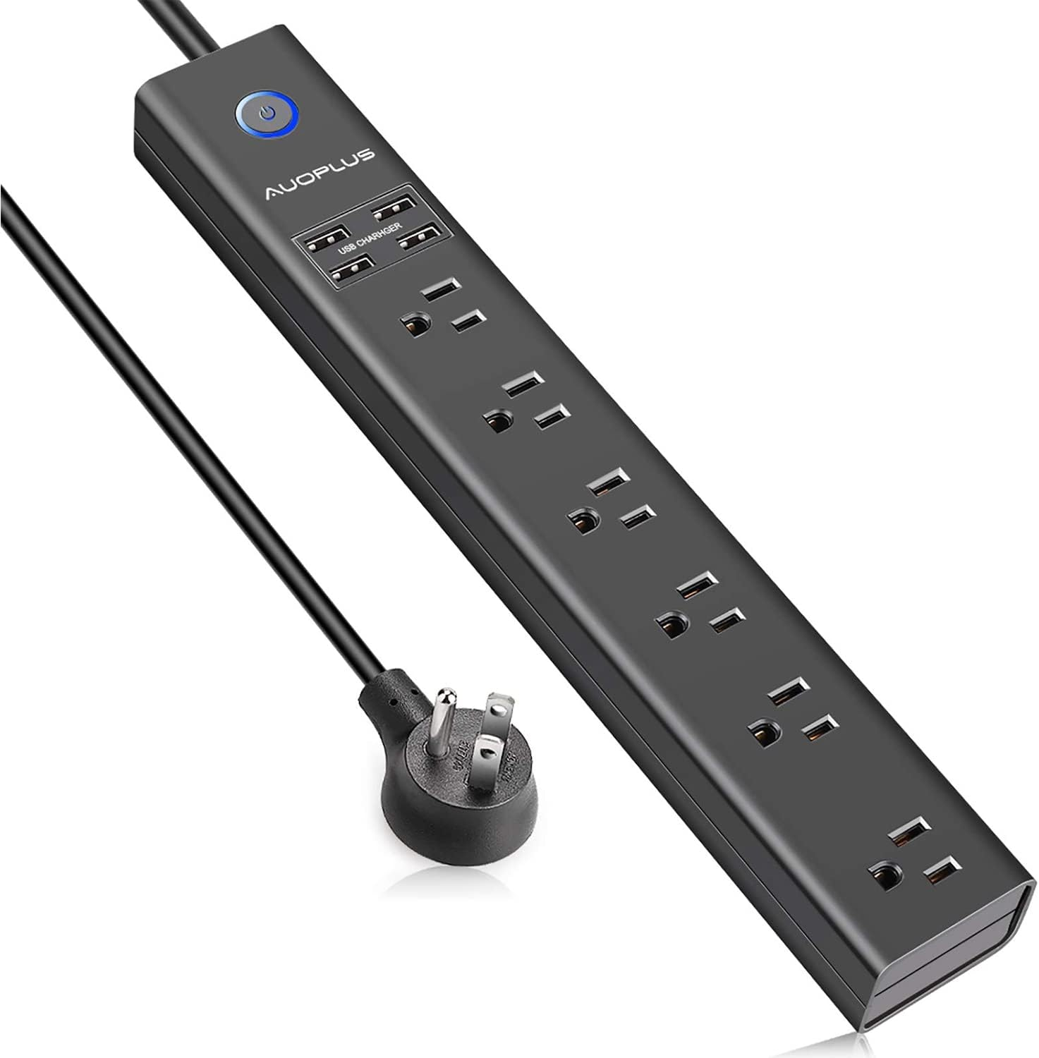 Surge Protector Power Strip with USB, AUOPLUS 10FT Outlet Strip, 6 Outlet and 4-image