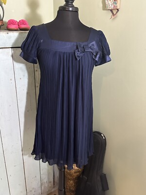 B Darlin. Retro Navy Satin Chiffon Baby Doll Pleated Dress Bow Juniors size 7/8 | eBay B Darlin. Retro Navy Satin Chiffon Baby Doll Pleated Dress Bow Juniors size 7/8 | eBay