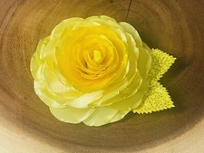 Handmade Side Metal Hair Comb 4" Flower Yellow Bridal Formal Rhinestone