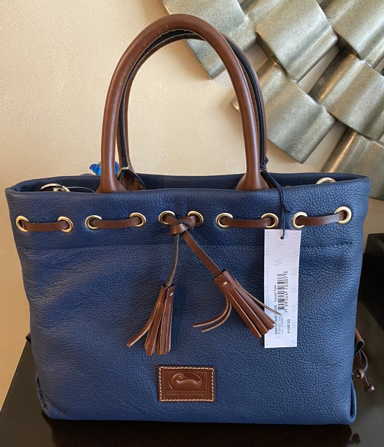 Dooney & Bourke Bk Pebbled Leather Tassel Tote Bag Crossbody Strap for