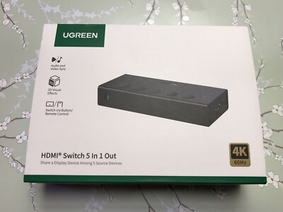 UGREEN HDMI Switch 5 in 1 Out 4K@60Hz, HDMI Splitter with Remote 5 Port HDMI...